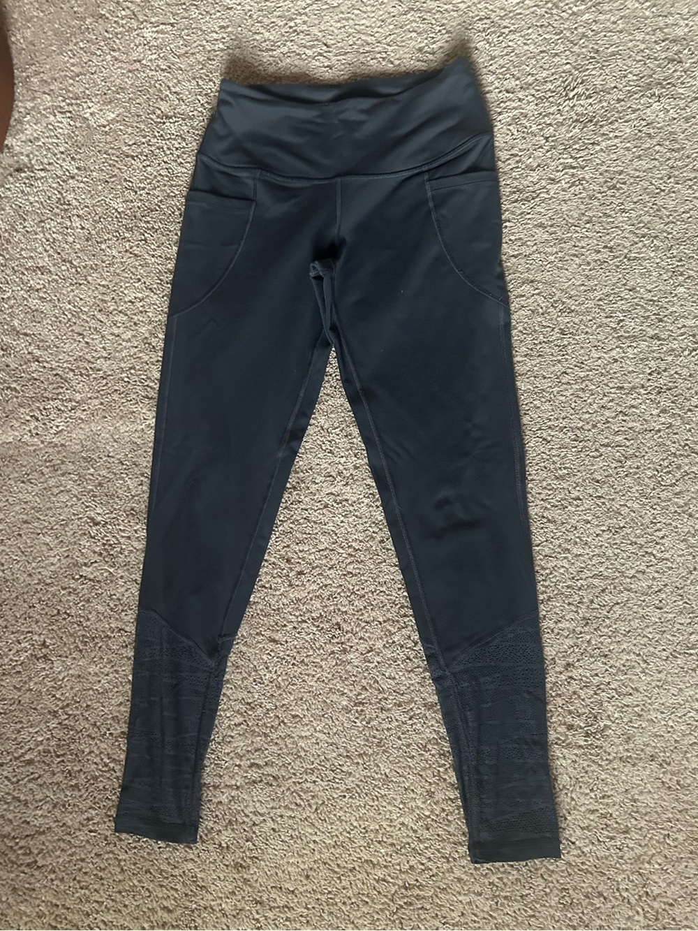 Victoria's Secret sport dark grey leggings with lace bottom